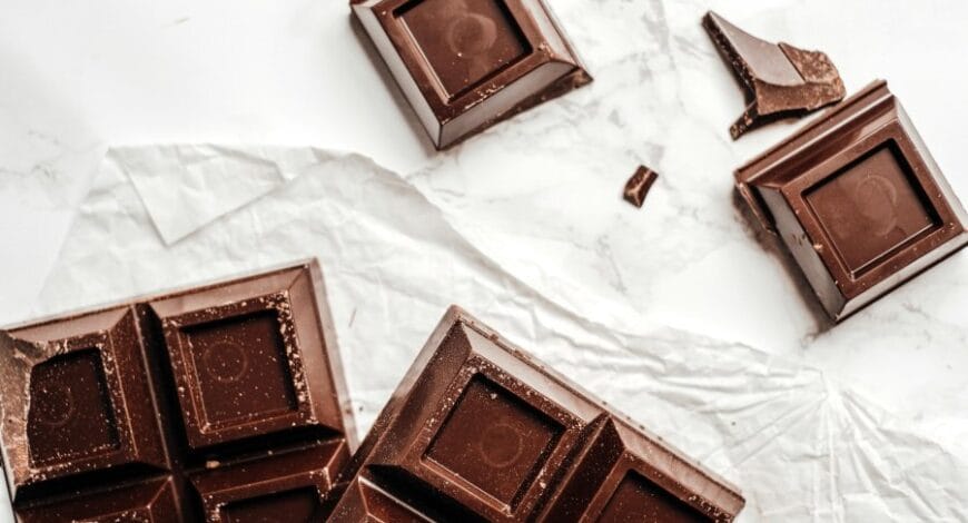 Homemade chocolate bar cut into squares